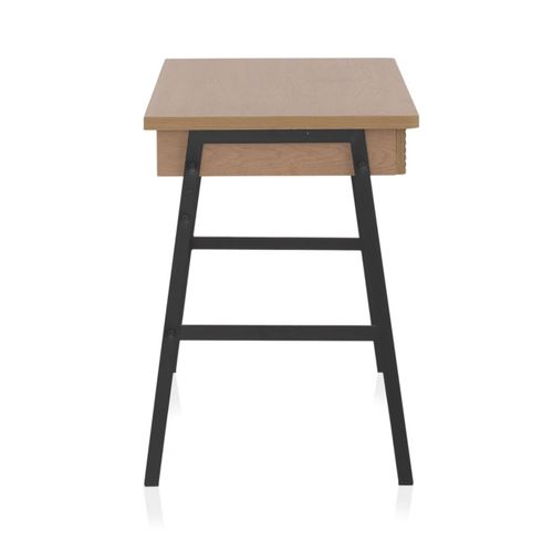 Bureau En Placage De Frêne Naturel Avec Pieds En Métal Noir