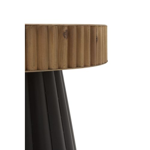 Table D'appoint En Métal Noir Et Bois Naturel
