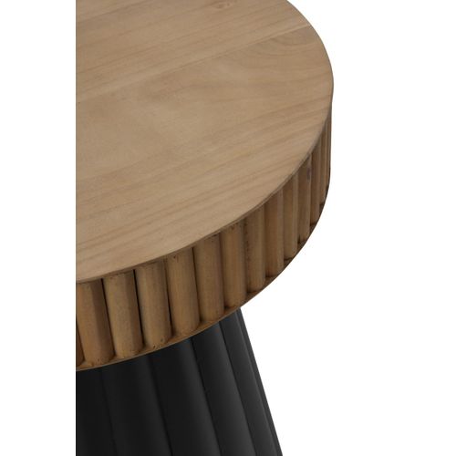 Table D'appoint En Métal Noir Et Bois Naturel
