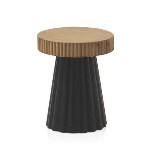 Table D'appoint En Métal Noir Et Bois Naturel