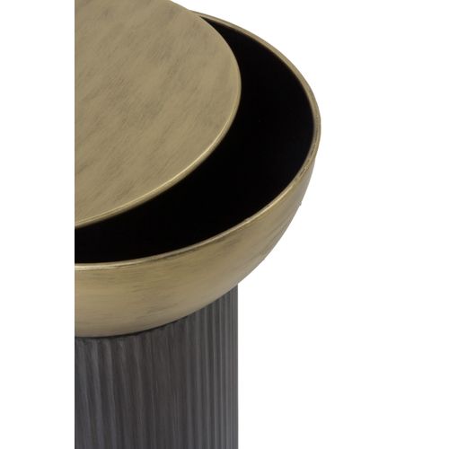Table D'appoint En Métal Noir Et Doré Avec Plateau En Verre Noir