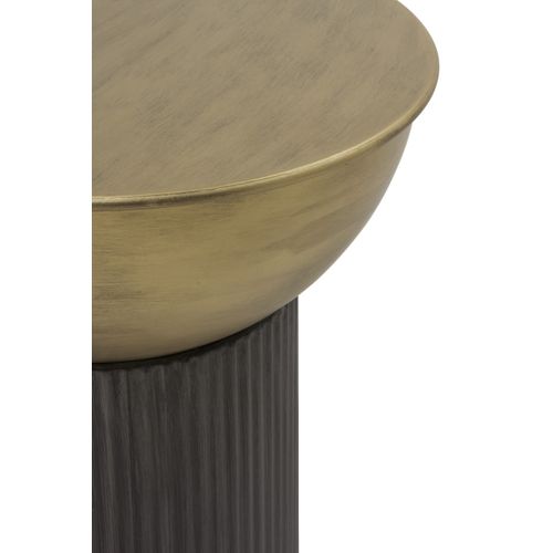 Table D'appoint En Métal Noir Et Doré Avec Plateau En Verre Noir