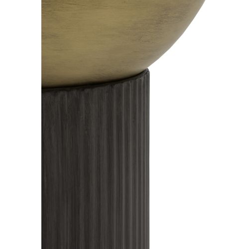 Table D'appoint En Métal Noir Et Doré Avec Plateau En Verre Noir