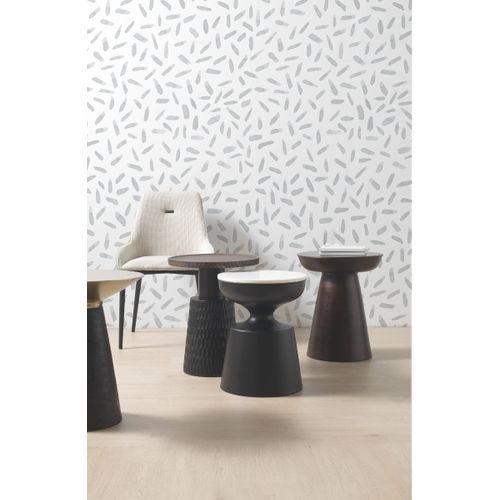 Table D'appoint Avec Base En Métal Noir Et Plateau En Marbre Blanc