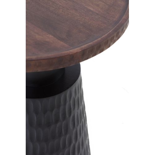 Table D'appoint Avec Base Et Plateau En Bois Couleur Noyer