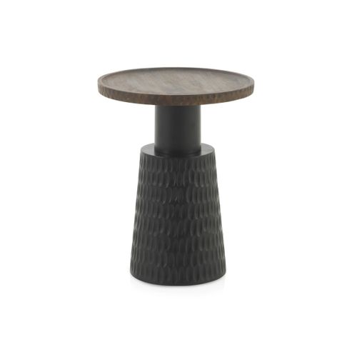 Table D'appoint Avec Base Et Plateau En Bois Couleur Noyer