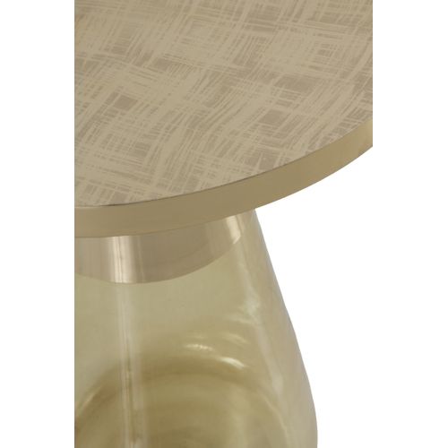 Table D'appoint Avec Base En Verre Vert Et Plateau En Métal Doré