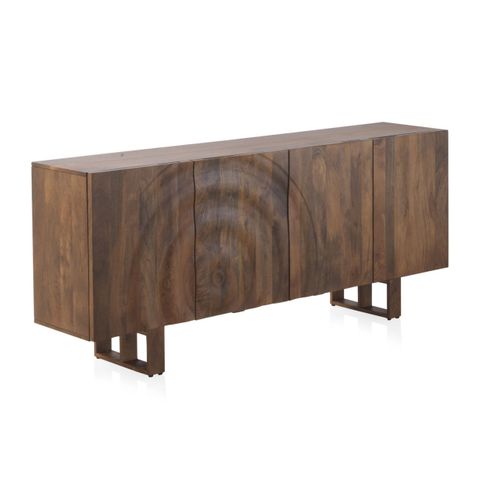 Buffet En Bois De Manguier Massif Avec 4 Portes Et Pieds En Bois