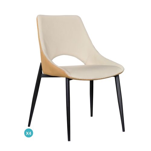 Lot De 4 Chaises Bicolores Beiges/moutarde