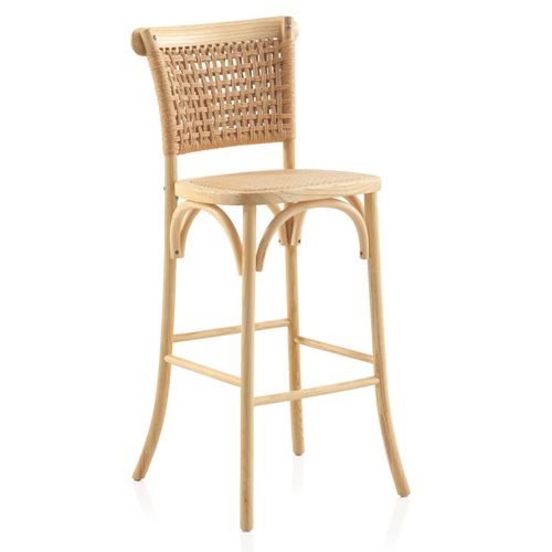 Lot De 2 Tabourets En Orme Avec Assise Et Dossier Tressés