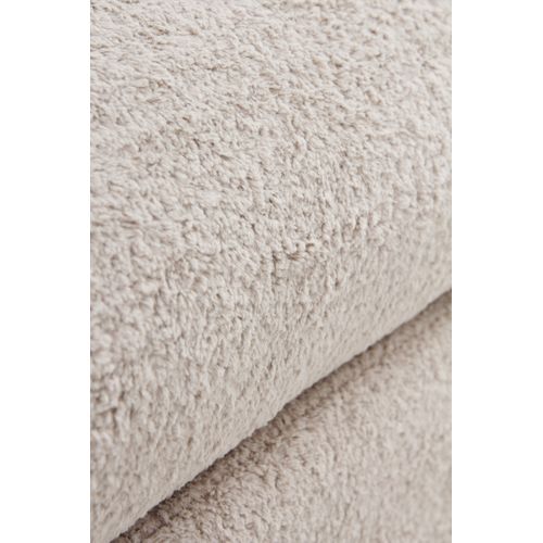 Tabouret Tapissé En Boucle Grise Avec Structure Et Pieds En Pin