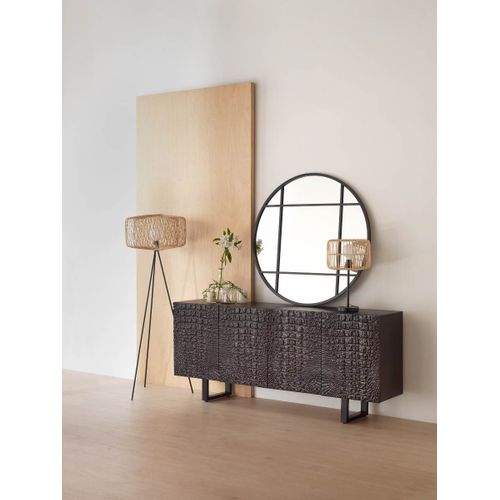 Miroir Rond Diamètre 120 Avec Structure Métallique Noire