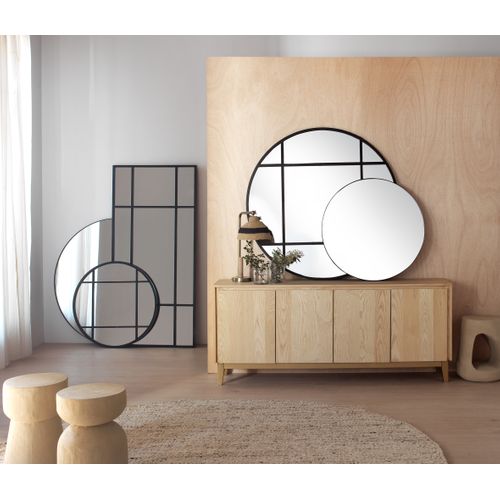 Miroir Rond Simple Diamètre 100 Structure Métallique Noire