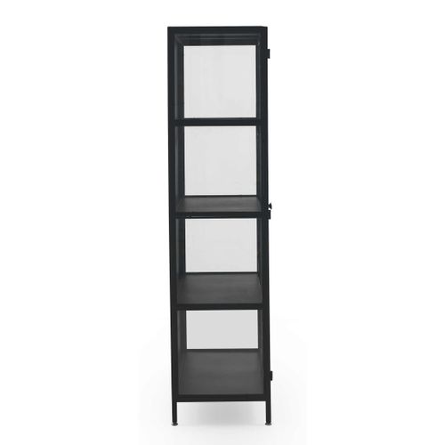 Vitrine Avec Portes Et Côtés En Verre, Structure Métallique Noire