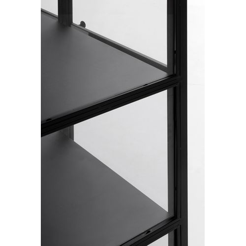 Vitrine Avec Portes Et Côtés En Verre, Structure Métallique Noire