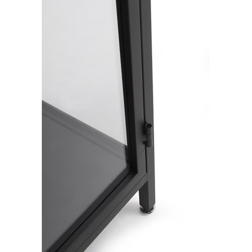 Vitrine Avec Portes Et Côtés En Verre, Structure Métallique Noire