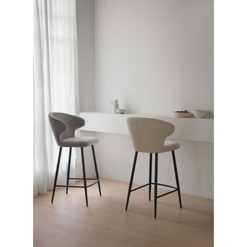 Lot De 2 Tabourets Rembourrés Couleur Marron Pieds En Métal Noir