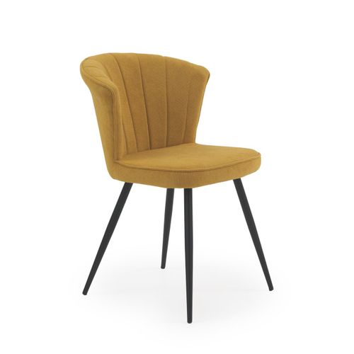 Lot De 4 Chaises Tapissées Couleur Moutarde Avec Pieds En Métal Noir