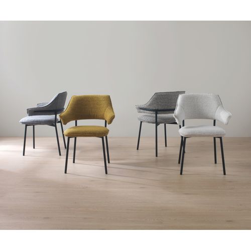 Lot De 4 Fauteuils En Chenille Gris Anthracite