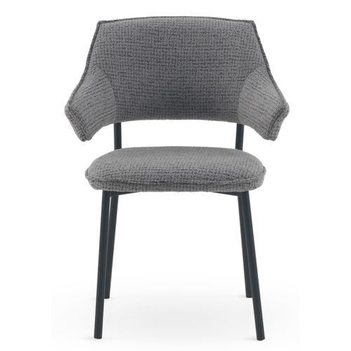 Lot De 4 Fauteuils En Chenille Gris Anthracite