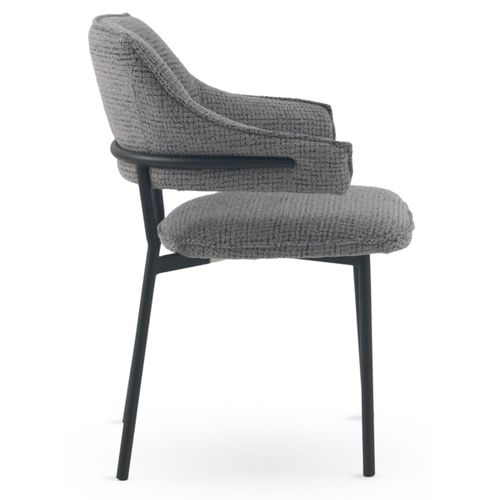 Lot De 4 Fauteuils En Chenille Gris Anthracite