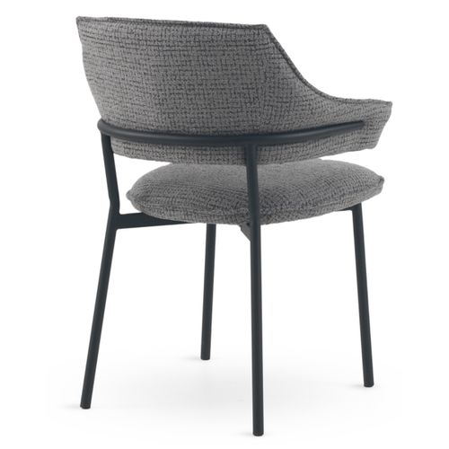 Lot De 4 Fauteuils En Chenille Gris Anthracite