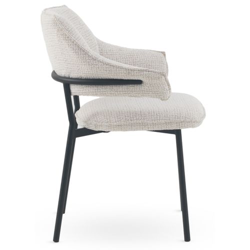 Lot De 4 Fauteuils En Chenille Blanc Chiné