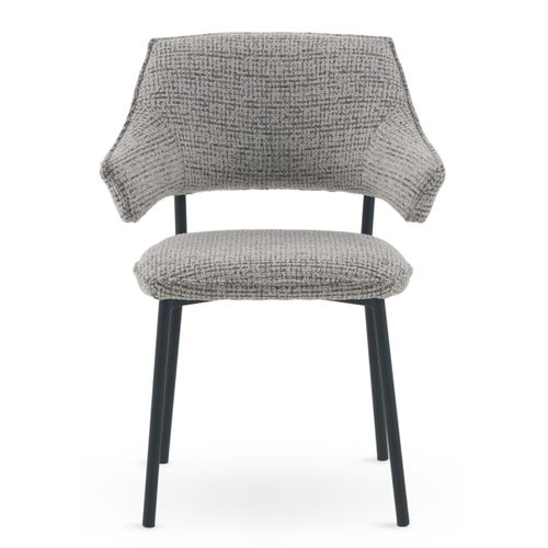 Lot De 4 Fauteuils En Chenille Gris Clair Chiné
