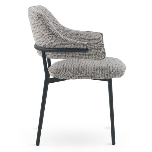 Lot De 4 Fauteuils En Chenille Gris Clair Chiné