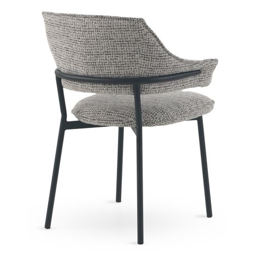 Lot De 4 Fauteuils En Chenille Gris Clair Chiné