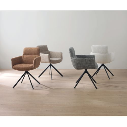 Lot De 4 Fauteuils En Tweed Marron Chiné