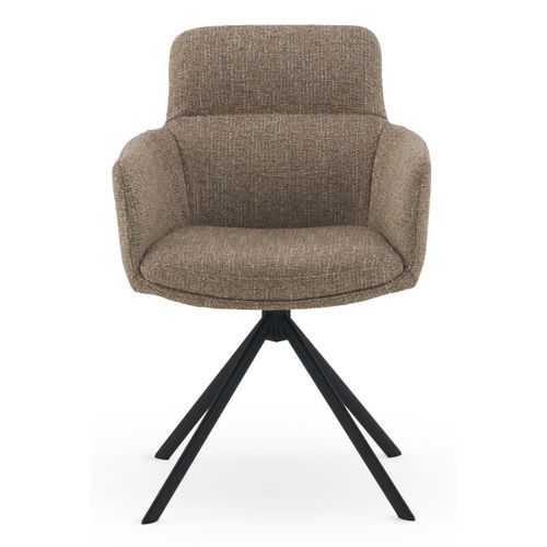 Lot De 4 Fauteuils En Tweed Marron Chiné