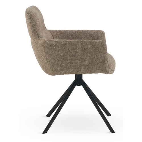 Lot De 4 Fauteuils En Tweed Marron Chiné