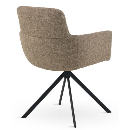 Lot De 4 Fauteuils En Tweed Marron Chiné