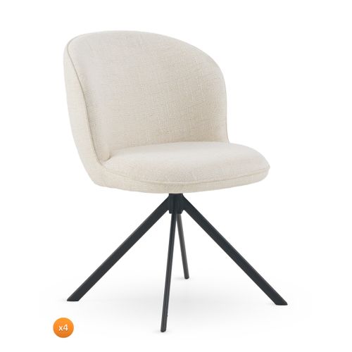 Lot De 4 Chaises Capitonnées En Tweed Chiné Blanc