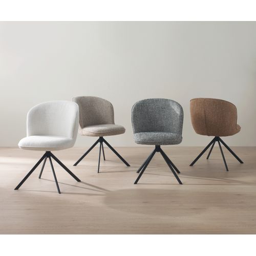 Lot De 4 Chaises Capitonnées En Tweed Chiné Marron