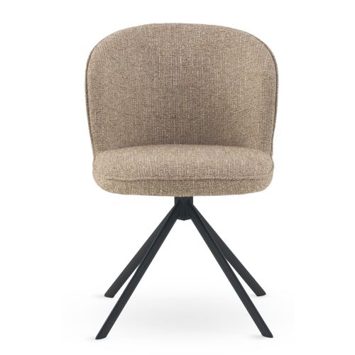 Lot De 4 Chaises Capitonnées En Tweed Chiné Marron