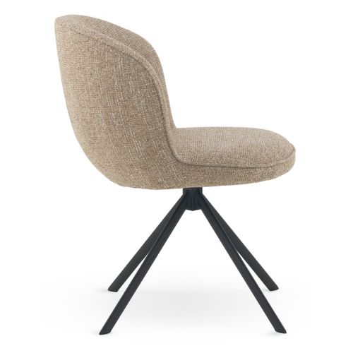 Lot De 4 Chaises Capitonnées En Tweed Chiné Marron