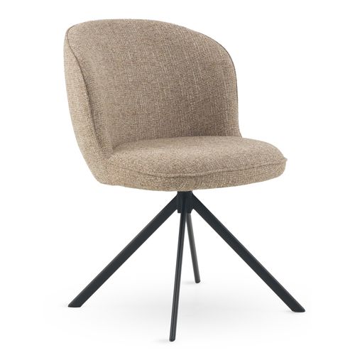 Lot De 4 Chaises Capitonnées En Tweed Chiné Marron