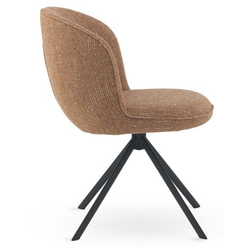 Lot De 4 Chaises Capitonnées En Tweed Chiné Terracotta