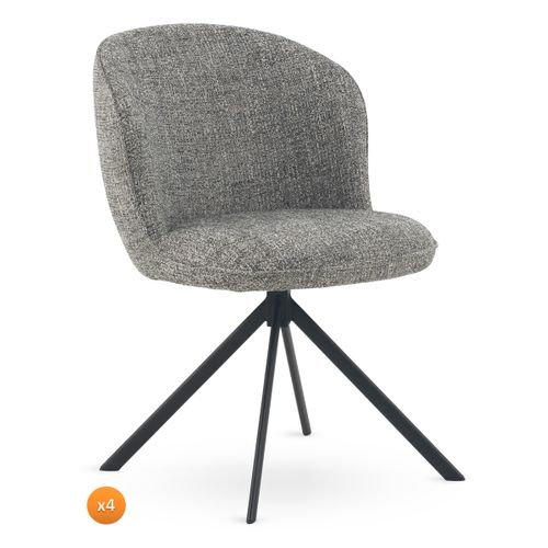 Lot De 4 Chaises Capitonnées En Tweed Chiné Vert