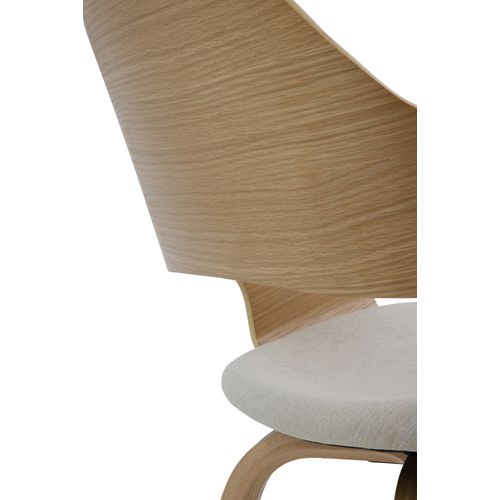 Lot De 4 Fauteuils En Contreplaqué De Chêne Avec Assise Tapissée