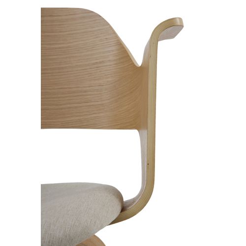Lot De 4 Fauteuils En Contreplaqué De Chêne Avec Assise Tapissée