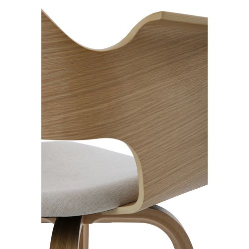 Lot De 4 Fauteuils En Contreplaqué De Chêne Avec Assise Tapissée