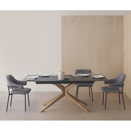 Table Extensible 160/200x90 Pied En Chêne Et Plateau En Céramique