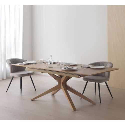 Table Extensible 160/200x90 Pied En Chêne Et Plateau En Frêne