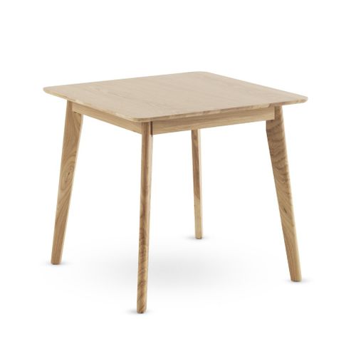 Table Carrée 80x80 Pieds En Hévéa Et Plateau Plaqué En Chêne