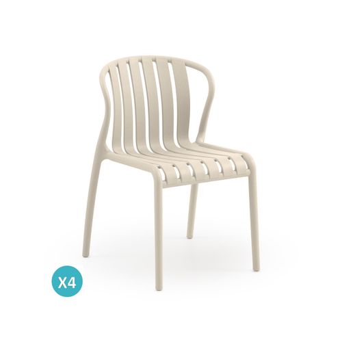 Lot De 4 Chaises En Polypropylène Couleur Crème