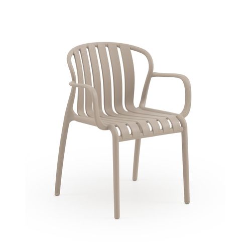 Lot De 4 Fauteuils En Polypropylène Couleur Camel