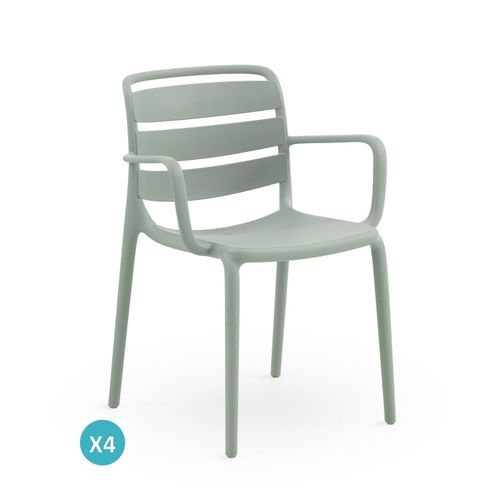 Lot De 4 Fauteuils En Polypropylène Couleur Pistache